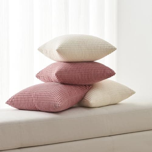 Topfinel Kissenbezüge 40x40 cm 4er-Set Rosa – Cord-Optik, flauschig, GRS‑zertifiziert