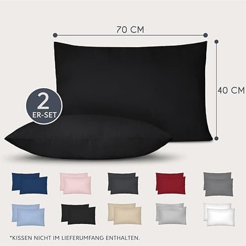 Dreamzie Kissenbezug 40x80 (2er Set) – Mikrofaser weich, OEKO-TEX STANDARD 100, Anthrazit mit Reißverschluss