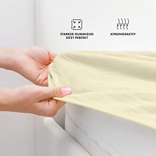 Jacobson Jersey-Spannbettlaken aus Baumwolle – OEKO-TEX STANDARD 100, 180x200–200x200 cm, Weiß