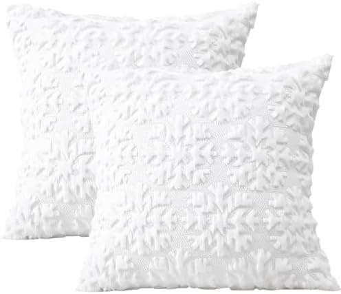 Artscope 2er-Set Kissenbezüge (40x40 cm) – weicher Kurzplüsch Wollsamt, Schneeflocke Creme Beige