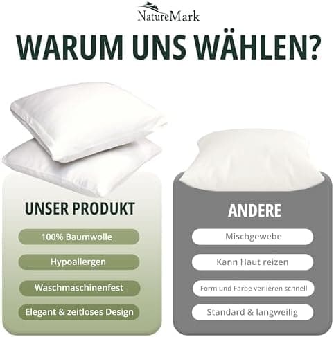 NatureMark Jersey Kissenbezüge – weich & atmungsaktiv, hautfreundlich – 40x40 cm, Anthrazit