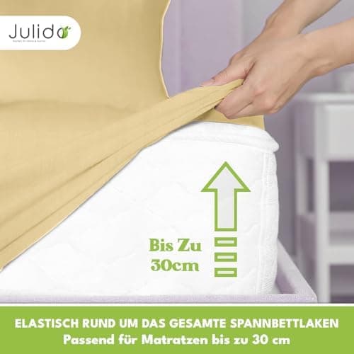 Julido Jersey-Spannbettlaken 140x200 cm – Baumwolle, OEKO-TEX® Standard 100, hautfreundlich & allergikergeeignet, Grün