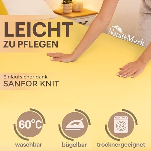 NatureMark Jersey-Spannbettlaken 2er-Pack – 100% Baumwolle, 90 x 200–100 x 200 cm, Creme/Natur