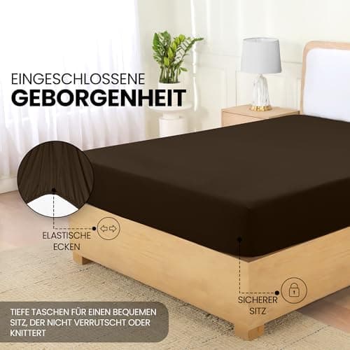 Utopia Bedding Spannbettlaken 180×200 cm – Grau, gebürstete Polyester‑Mikrofaser, OEKO‑TEX zertifiziert
