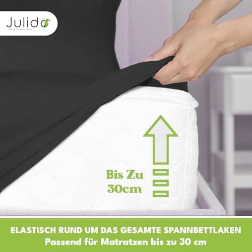 Julido Jersey-Spannbettlaken 140x200 cm – Baumwolle, OEKO-TEX® Standard 100, hautfreundlich & allergikergeeignet, Grün