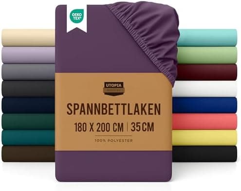 Utopia Bedding Spannbettlaken 180×200 cm – Grau, gebürstete Polyester‑Mikrofaser, OEKO‑TEX zertifiziert