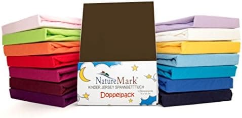 NatureMark Spannbettlaken / Spannbetttuch 100% Baumwolle, anthrazit – 90 x 200 bis 100 x 200 cm