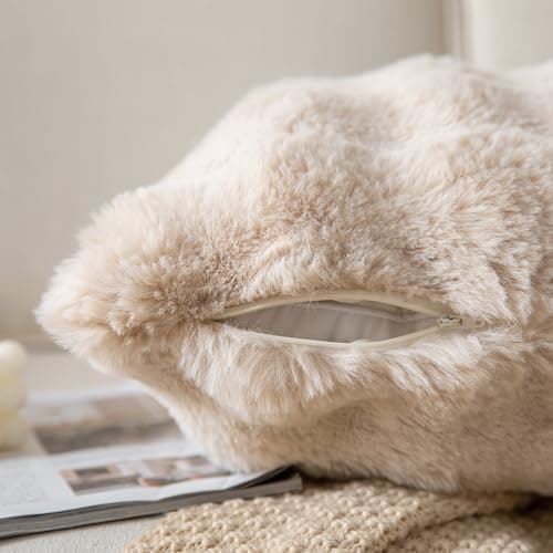 2er‑Set Samt‑Plüsch Kissenbezüge 45x45 cm – Luxus weiche Zierkissenhüllen, Cremeweiß