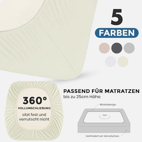 Spannbettlaken 140x200 cm – 100% Baumwoll‑Jersey, passend für Matratzen bis 25 cm Höhe