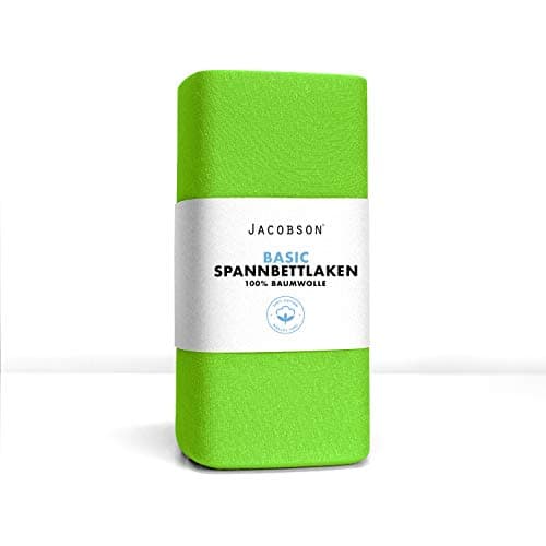 Jacobson Jersey-Spannbettlaken aus Baumwolle – OEKO-TEX STANDARD 100, 180x200–200x200 cm, Weiß