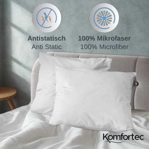 Komfortec Bettwäsche 2‑teilig (Bettbezug 155x220 + Kissenbezug 80x80) – superweiche gebürstete 100% Mikrofaser, Grau, OE
