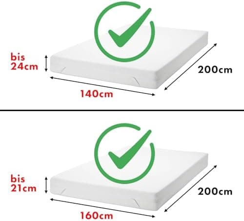 Jacobson Jersey-Spannbettlaken aus Baumwolle – OEKO-TEX STANDARD 100, 180x200–200x200 cm, Weiß
