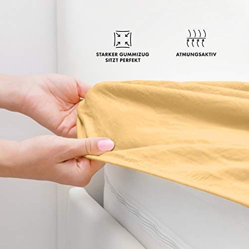 Jacobson Jersey-Spannbettlaken aus Baumwolle – OEKO-TEX STANDARD 100, 180x200–200x200 cm, Weiß