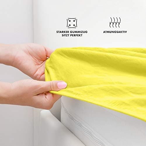 Jacobson Jersey-Spannbettlaken aus Baumwolle – OEKO-TEX STANDARD 100, 180x200–200x200 cm, Weiß