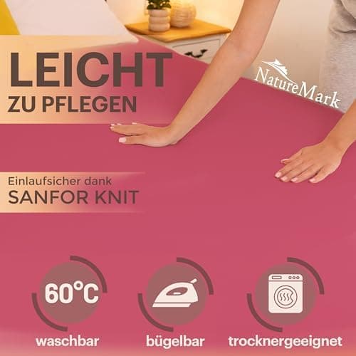 NatureMark Jersey-Spannbettlaken 2er-Pack – 100% Baumwolle, 90 x 200–100 x 200 cm, Creme/Natur
