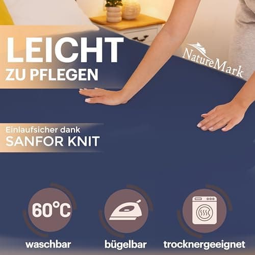 NatureMark Jersey-Spannbettlaken 2er-Pack – 100% Baumwolle, 90 x 200–100 x 200 cm, Creme/Natur