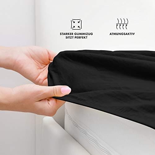Jacobson Jersey-Spannbettlaken aus Baumwolle – OEKO-TEX STANDARD 100, 180x200–200x200 cm, Weiß