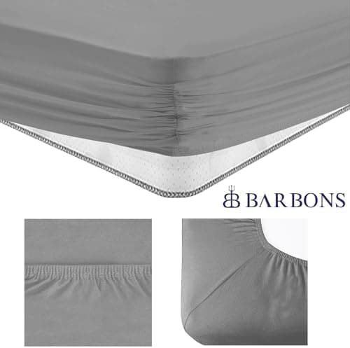 BARBONS Spannbettlaken 140x200 cm – 100% Baumwolle Jersey, für Boxspringbett & Matratzen bis 27 cm – Hellgrau