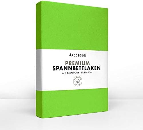Jacobson Jersey-Spannbettlaken aus Baumwolle – OEKO-TEX STANDARD 100, 180x200–200x200 cm, Weiß