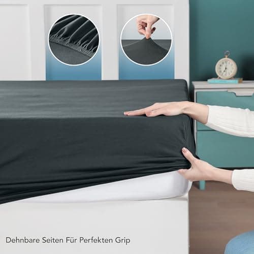 Utopia Bedding Jersey-Spannbettlaken 120 x 200 cm (25 cm) – Anthrazit, Baumwollmischung