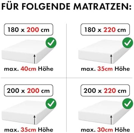 Jacobson Premium Spannbettlaken Jersey 200 g/m² – XL Überlänge für Matratzengrößen 140×200–160×220 cm, Natur