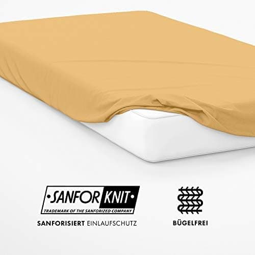 Jacobson Jersey-Spannbettlaken aus Baumwolle – OEKO-TEX STANDARD 100, 180x200–200x200 cm, Weiß