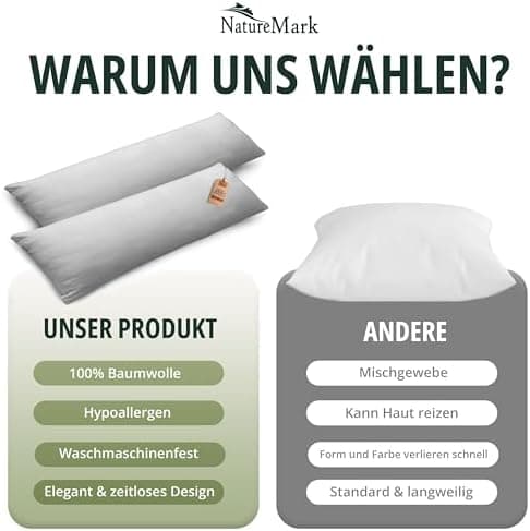 NatureMark Jersey Kissenbezüge – weich & atmungsaktiv, hautfreundlich – 40x40 cm, Anthrazit