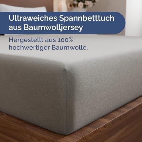Spannbettlaken Jersey 140x200 cm – 100% Baumwolle, weich & atmungsaktiv – Rundumgummi für Matratzen bis 30 cm & Boxsprin