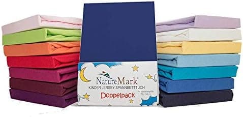 NatureMark Spannbettlaken / Spannbetttuch 100% Baumwolle, anthrazit – 90 x 200 bis 100 x 200 cm