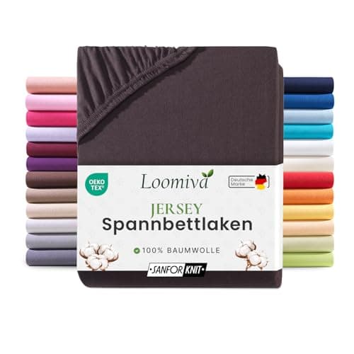 Jersey-Spannbettlaken 100% Baumwolle – 90–100×200 cm, für Matratzen bis 25 cm (Steghöhe bis 23 cm), Beige