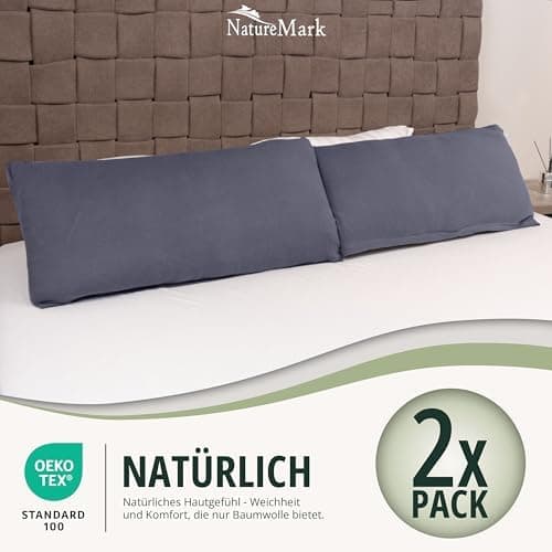NatureMark Jersey Kissenbezüge – weich & atmungsaktiv, hautfreundlich – 40x40 cm, Anthrazit