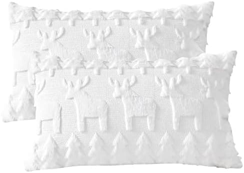 Artscope 2er-Set Kissenbezüge (40x40 cm) – weicher Kurzplüsch Wollsamt, Schneeflocke Creme Beige
