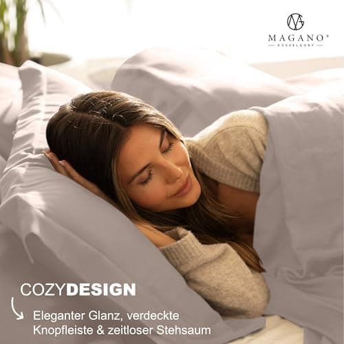 Magano® Bettwäsche 135x200 Taupe – Bambus & Baumwolle Satin 400 TC Premium, Deckenbezug 135x200 cm + Kissenbezug 40x80 c