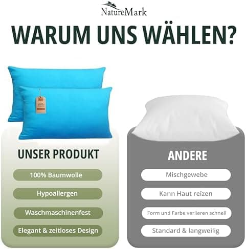 NatureMark Jersey Kissenbezüge – weich & atmungsaktiv, hautfreundlich – 40x40 cm, Anthrazit