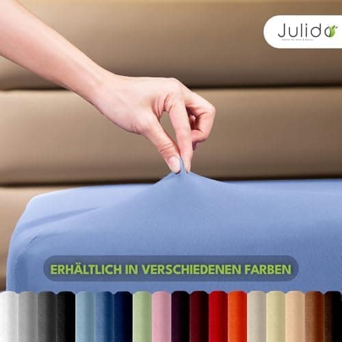 Julido Jersey-Spannbettlaken 140x200 cm – Baumwolle, OEKO-TEX® Standard 100, hautfreundlich & allergikergeeignet, Grün