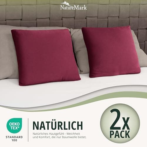 NatureMark Jersey Kissenbezüge – weich & atmungsaktiv, hautfreundlich – 40x40 cm, Anthrazit