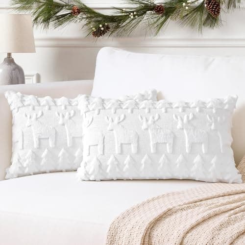 Artscope 2er-Set Kissenbezüge (40x40 cm) – weicher Kurzplüsch Wollsamt, Schneeflocke Creme Beige