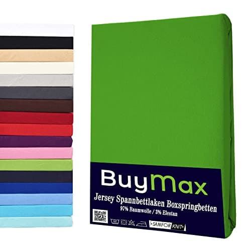 Buymax® Spannbettlaken 140x200 cm – 100% Baumwolle (Jersey), für Matratzen bis 25 cm