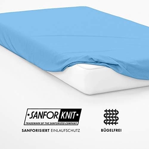 Jacobson Jersey-Spannbettlaken aus Baumwolle – OEKO-TEX STANDARD 100, 180x200–200x200 cm, Weiß