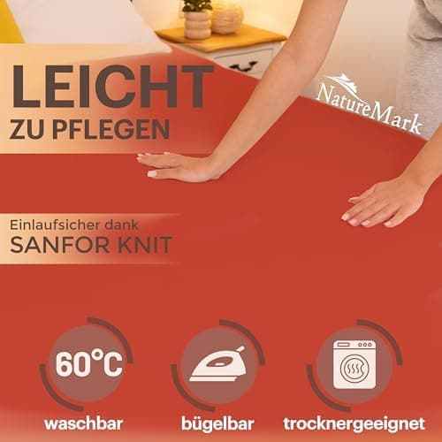 NatureMark Jersey-Spannbettlaken 2er-Pack – 100% Baumwolle, 90 x 200–100 x 200 cm, Creme/Natur