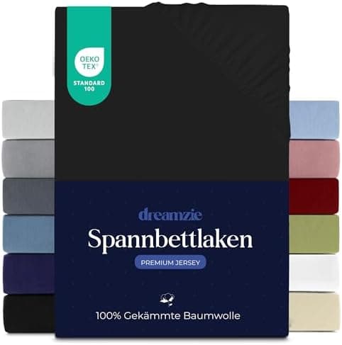 Dreamzie Spannbettlaken 70 x 200 cm – 100% Jersey‑Baumwolle, 150 g/m², OEKO‑TEX® STANDARD 100 – Anthrazit