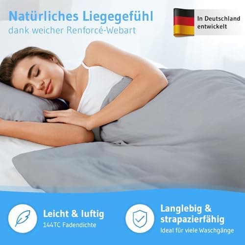 Bettwäsche 135x200 – 100% Renforce Baumwolle (OEKO-TEX STANDARD 100) | Set: Bettbezug 135x200 + Kissenbezug 80x80