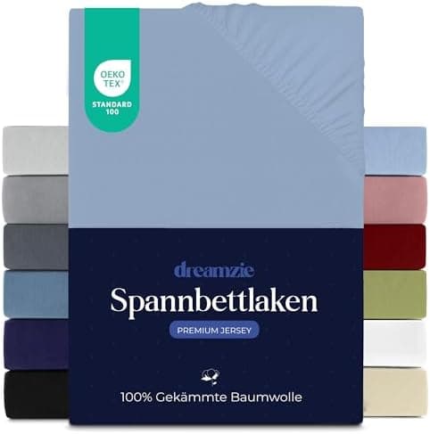 Dreamzie Spannbettlaken 70 x 200 cm – 100% Jersey‑Baumwolle, 150 g/m², OEKO‑TEX® STANDARD 100 – Anthrazit