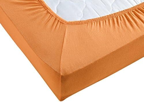 Jersey-Spannbettlaken 100% Baumwolle – 90–100×200 cm, für Matratzen bis 25 cm (Steghöhe bis 23 cm), Beige