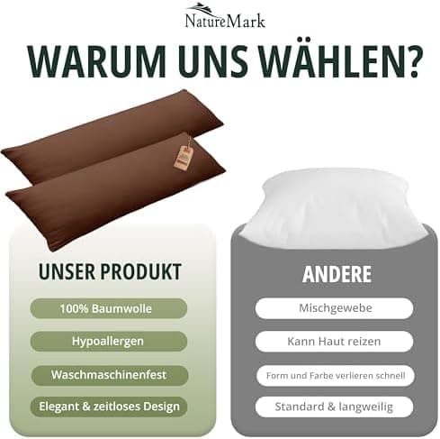 NatureMark Jersey Kissenbezüge – weich & atmungsaktiv, hautfreundlich – 40x40 cm, Anthrazit