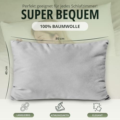 NatureMark Jersey Kissenbezüge – weich & atmungsaktiv, hautfreundlich – 40x40 cm, Anthrazit
