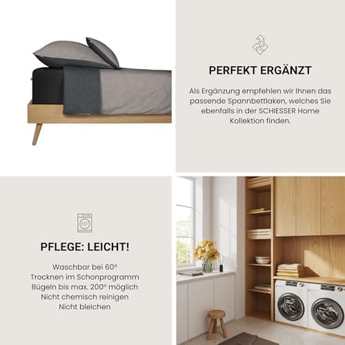 Schiesser Spannbettlaken Jessi – 100% gekämmte Baumwolle aus nachhaltiger Produktion | 180–190×200 cm, Matratzenhöhe bis