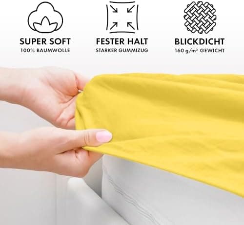Jacobson Jersey-Spannbettlaken aus Baumwolle – OEKO-TEX STANDARD 100, 180x200–200x200 cm, Weiß