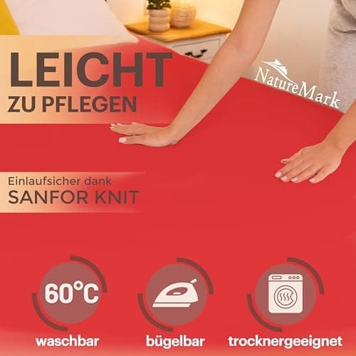 NatureMark Jersey-Spannbettlaken 2er-Pack – 100% Baumwolle, 90 x 200–100 x 200 cm, Creme/Natur