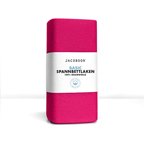 Jacobson Jersey-Spannbettlaken aus Baumwolle – OEKO-TEX STANDARD 100, 180x200–200x200 cm, Weiß